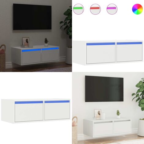 Mueble de TV con luces LED blanco 75x35,5x25 cm - Luz LED - Armario de TV