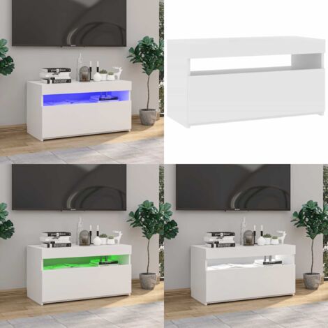 Mueble de TV con luces LED blanco 75x35x40 cm - Luz LED - Muebles modernos