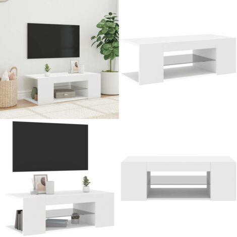 Mueble de TV con luces LED blanco 90x39x30 cm - Luz LED RGB - Soporte para TV
