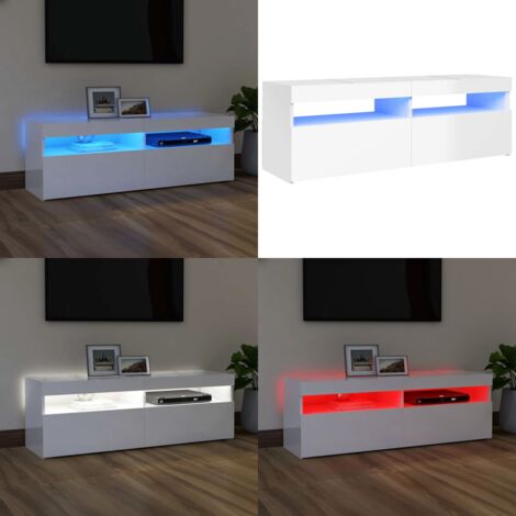Mueble de TV con luces LED blanco brillante 120x35x40 cm - Luz LED RGB - Mueble moderno