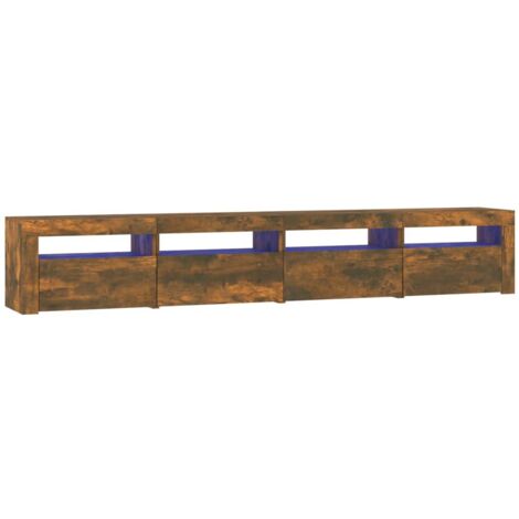 Mueble de TV con luces LED color roble ahumado 240x35x40 cm vidaXL