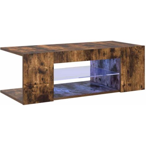 Mueble de TV con luces LED color roble ahumado 90x39x30 cm vidaXL