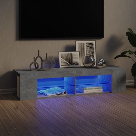 Mueble de TV con luces LED gris hormigón 135x39x30 cm