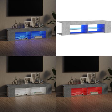 Mueble de TV con luces LED gris hormigón 135x39x30 cm - Luz LED RGB - Mueble de TV con luces