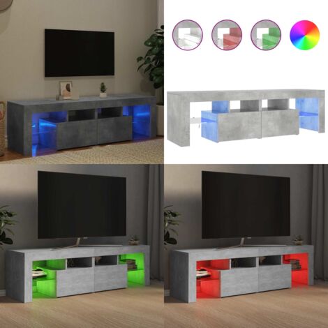 Mueble de TV con luces LED gris hormigón 140x36,5x40 cm - Luz LED RGB - Armario multimedia
