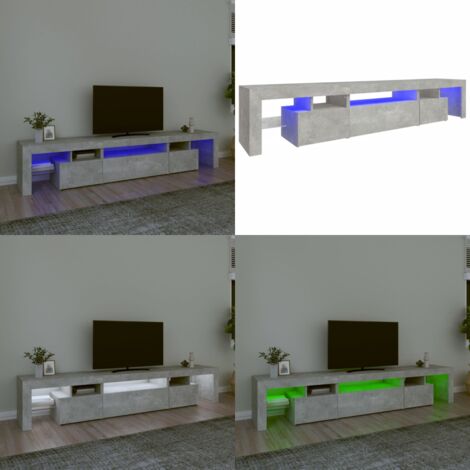 Mueble de TV con luces LED gris hormigón 215x36,5x40 cm - Luz LED RGB - Mueble de TV gris hormigón