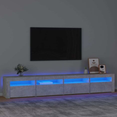 Mueble de TV con luces LED gris hormigón 240x35x40 cm