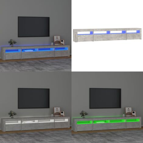 Mueble de TV con luces LED gris hormigón 240x35x40 cm - Luz LED RGB - Mueble de TV gris hormigón