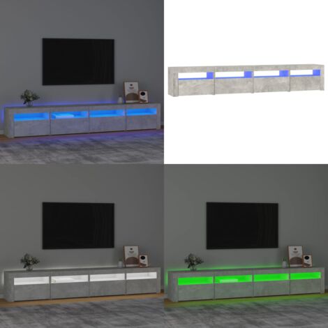 Mueble de TV con luces LED gris hormigón 240x35x40 cm - Mueble de TV gris hormigón - Mueble de TV con luz RGB
