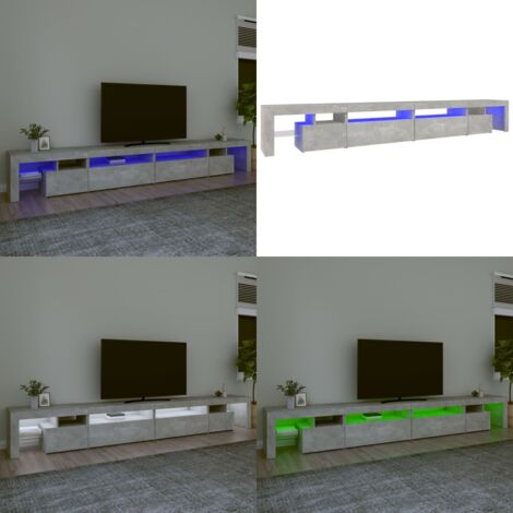 Mueble de TV con luces LED gris hormigón 290x36,5x40 cm - Luz LED RGB - Mueble de TV gris hormigón