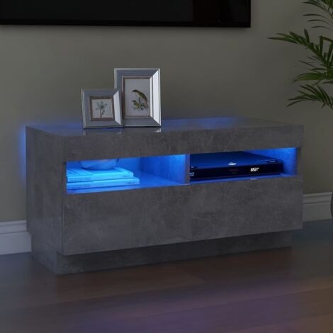 Mueble de TV con luces LED gris hormigón 80x35x40 cm vidaXL