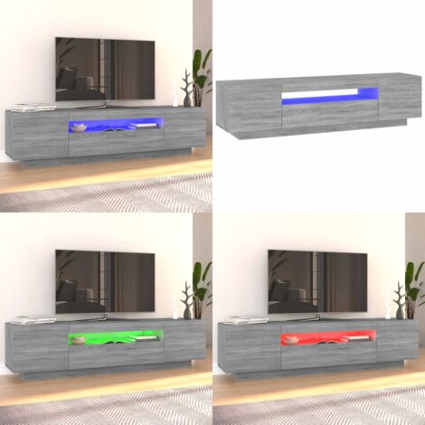 Mueble de TV con luces LED gris Sonoma 160x35x40 cm - Armario de TV con luz RGB - Mueble de TV gris Sonoma