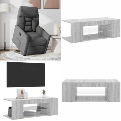 Mueble de TV con luces LED gris Sonoma 90x39x30 cm - Luz LED RGB - Armario multimedia