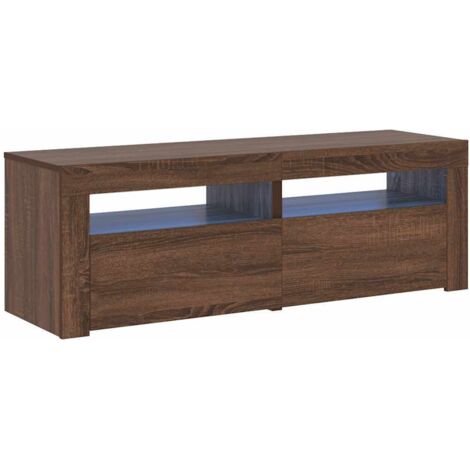 Mueble de TV con luces LED marrón roble 120x35x40 cm vidaXL