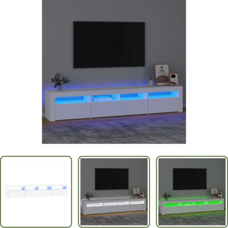 Mueble de TV con luces LED -  Mueble de TV con luces LED blanco 210x35x40 cm