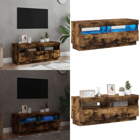 Mueble de TV con luces LED roble ahumado 100x35x40 cm - Luz LED RGB - Armario de TV