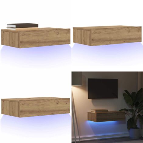 Mueble de TV con luces LED roble artisan 60x35x15,5 cm - Luz LED - Madera de ingeniería