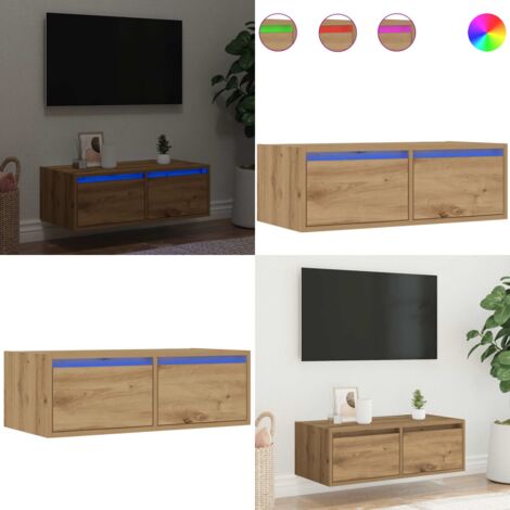 Mueble de TV con luces LED roble artisan 75x35,5x25 cm - Luces LED - Madera de ingeniería