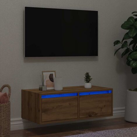 Mueble de TV con luces LED roble artisan 75x35,5x25 cm vidaXL