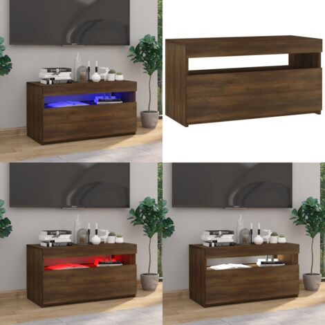 Mueble de TV con luces LED roble marrón 75x35x40 cm - Luz LED - Armario de TV