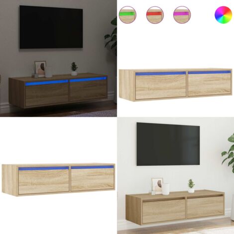 Mueble de TV con luces LED roble sonoma 100X35,5x25 cm - Luces LED - Armario de TV