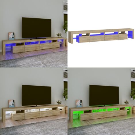 Mueble de TV con luces LED roble Sonoma 260x36,5x40 cm - Luz LED RGB - Mueble de TV roble Sonoma