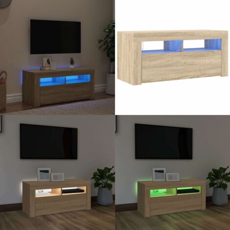 Mueble de TV con luces LED roble Sonoma 90x35x40 cm - Luz LED RGB - Soporte para TV