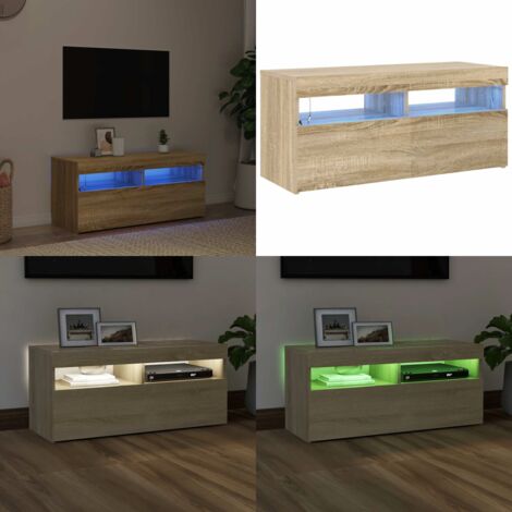 Mueble de TV con luces LED roble Sonoma 90x35x40 cm - Luz LED RGB - Soporte para TV