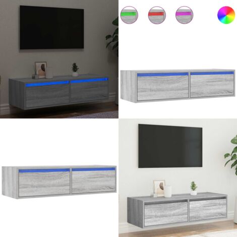 Mueble de TV con luces LED sonoma gris 100X35,5x25 cm - Luz LED - Armario de TV