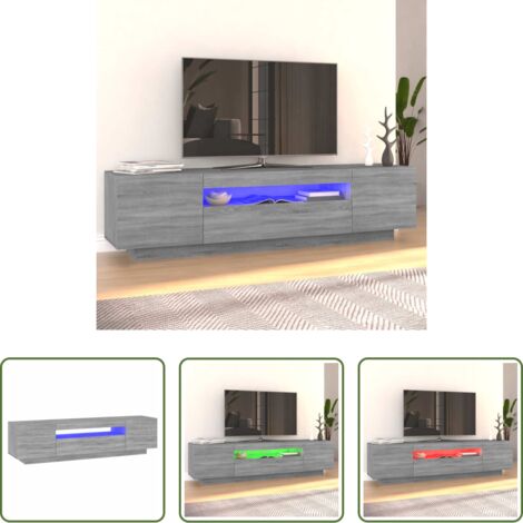 Mueble de TV con luz RGB -  Mueble de TV con luces LED gris Sonoma 160x35x40 cm