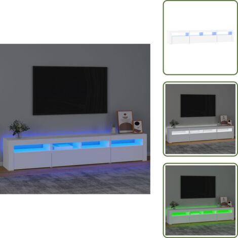 Mueble de TV con luz RGB - vidaXL Mueble de TV con luces LED blanco 210x35x40 cm - Mueble de TV moderno