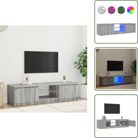 Mueble de TV con luz - vidaXL Mueble para TV con luces LED gris Sonoma 140x40x36 cm - Armario con luz LED