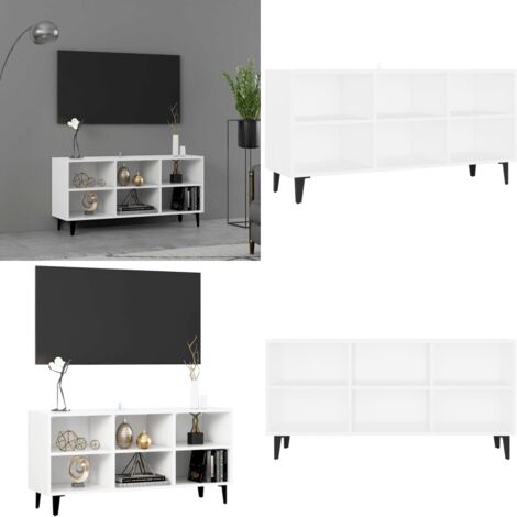 Mueble de TV con patas de metal blanco 103,5x30x50 cm - Soporte para TV - Mueble industrial