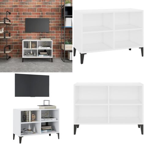 Mueble de TV con patas de metal blanco 69,5x30x50 cm - Mueble de tv - Mueble de almacenamiento