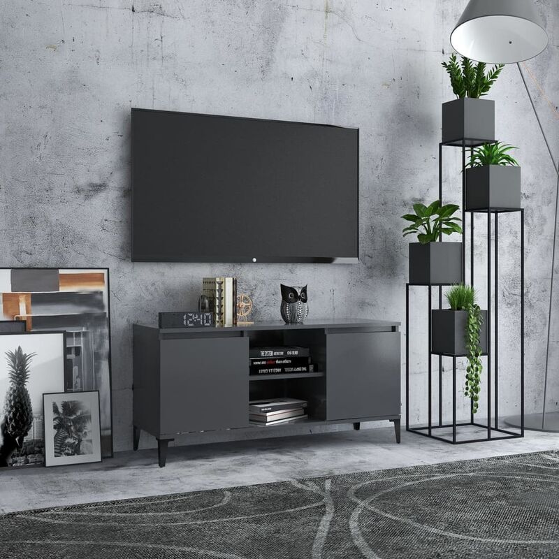 

Mueble de TV con patas de metal gris 103,5x35x50 cm