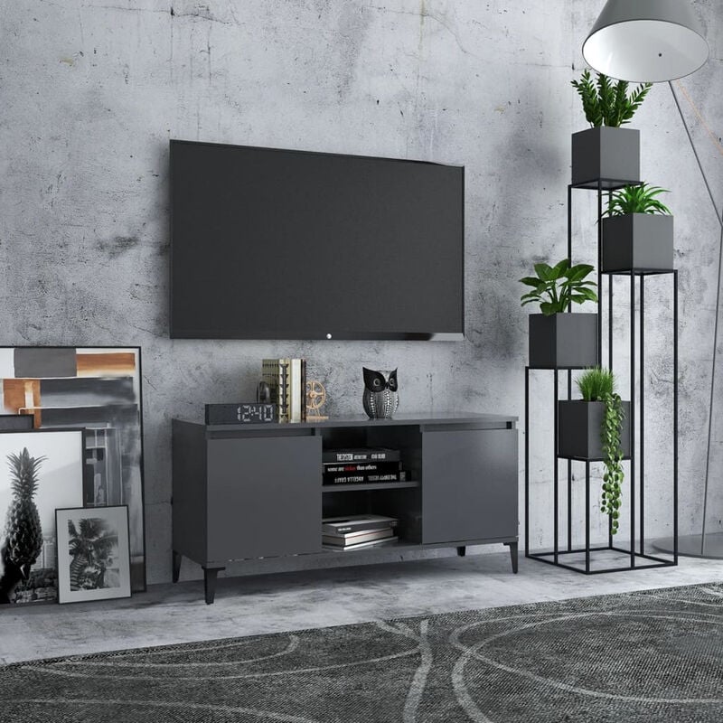 

Mueble de TV con patas de metal gris 103,5x35x50 cm