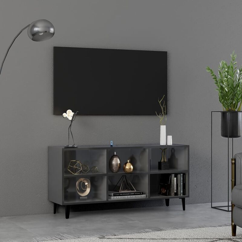 

Mueble de TV con patas de metal gris brillante 103,5x30x50 cm