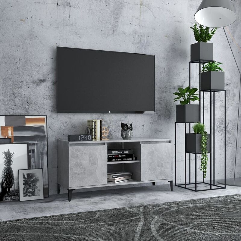 

Mueble de TV con patas de metal gris hormigón 103,5x35x50 cm