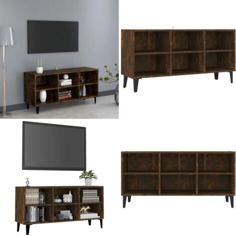 Mueble de TV con patas de metal roble ahumado 103,5x30x50 cm - Mueble de TV - Mueble de pared