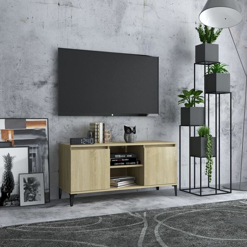 

Mueble de TV con patas metal color roble Sonoma 103,5x35x50 cm