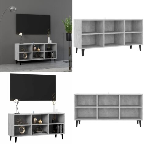 Mueble de TV con patas metal gris hormigón 103,5x30x50 cm - Soporte para TV - Mueble industrial