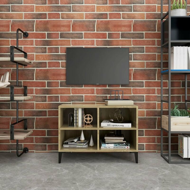 

Mueble de TV con patas metal y color roble Sonoma 69,5x30x50 cm