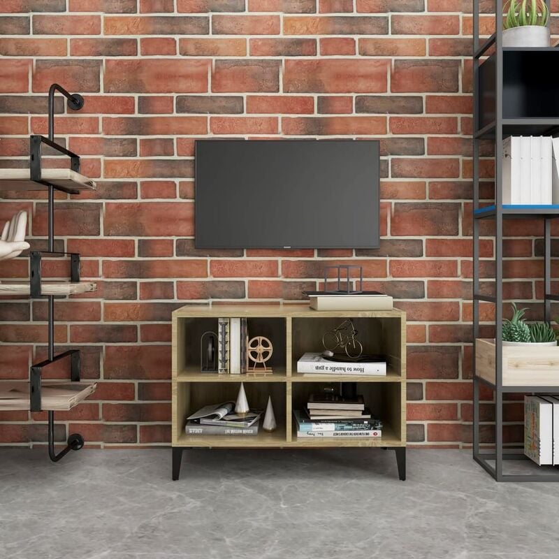 

Mueble de TV con patas metal y color roble Sonoma 69,5x30x50 cm