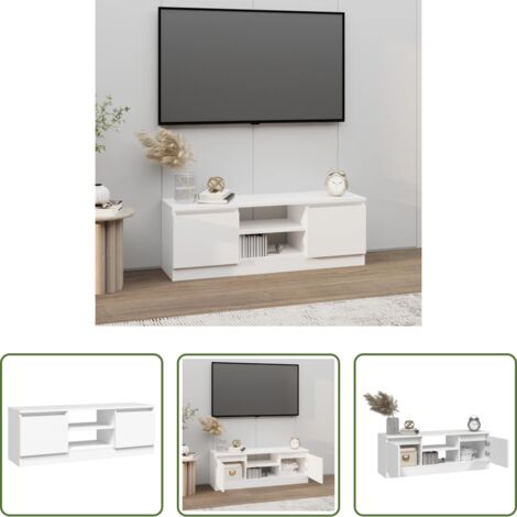 Mueble de TV con puerta -  Mueble de TV con puerta blanco 102x30x36 cm