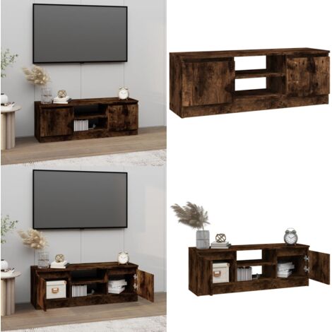 Mueble de TV con puerta roble ahumado 102x30x36 cm - Mueble de sala - Mueble de almacenamiento