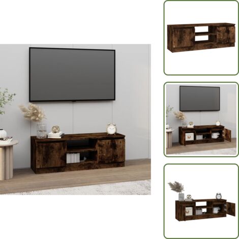 Mueble de TV con puerta - vidaXL Mueble de TV con puerta roble ahumado 102x30x36 cm - Madera contrachapada