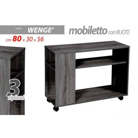 Mueble de TV con ruedas grises cm 80 x 30 x 56 h