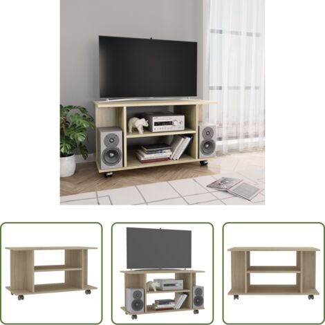 Mueble de tv con ruedas -  Mueble de TV ruedas madera ingeniería roble Sonoma 80x40x45 cm