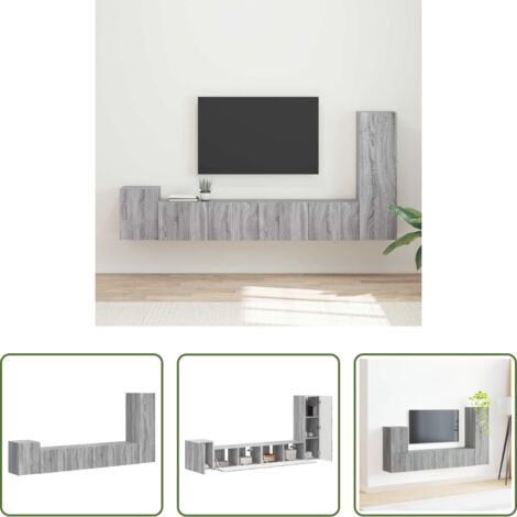 Mueble de TV -  Conjunto de mueble de TV 3 pcs Gris Sonoma Madera de ingeniería