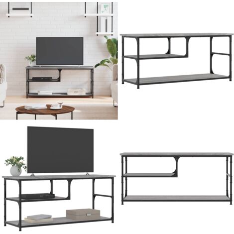 Mueble de TV contrachapada y acero gris Sonoma 103x38x46,5 cm - Mueble multimedia - Mueble industrial